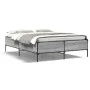 Estructura cama madera ingeniería metal gris Sonoma 140x200 cm de vidaXL, Camas y somieres - Ref: Foro24-3279800, Precio: 147...