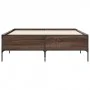 Estructura cama madera ingeniería metal marrón roble 135x190 cm de vidaXL, Camas y somieres - Ref: Foro24-3279816, Precio: 14...