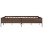 Estructura cama madera ingeniería metal marrón roble 135x190 cm de vidaXL, Camas y somieres - Ref: Foro24-3279816, Precio: 14...