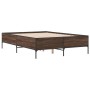 Estructura cama madera ingeniería metal marrón roble 135x190 cm