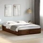 Engineered wood bed frame oak brown metal 140x190 cm by vidaXL, Beds and slatted bases - Ref: Foro24-3279856, Price: 126,59 €...