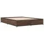 Estructura cama madera ingeniería metal marrón roble 140x190 cm de vidaXL, Camas y somieres - Ref: Foro24-3279856, Precio: 12...