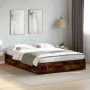 Engineered wood bed frame metal smoked oak 140x190cm by vidaXL, Beds and slatted bases - Ref: Foro24-3279854, Price: 121,82 €...