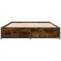 Engineered wood bed frame metal smoked oak 140x190cm by vidaXL, Beds and slatted bases - Ref: Foro24-3279854, Price: 121,82 €...