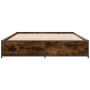 Estructura cama madera ingeniería metal roble ahumado 140x190cm