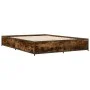 Engineered wood bed frame metal smoked oak 140x190cm by vidaXL, Beds and slatted bases - Ref: Foro24-3279854, Price: 121,82 €...