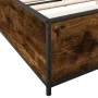 Engineered wood bed frame metal smoked oak 140x190cm by vidaXL, Beds and slatted bases - Ref: Foro24-3279854, Price: 121,82 €...