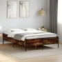 Estructura cama madera ingeniería metal roble ahumado 135x190cm de vidaXL, Camas y somieres - Ref: Foro24-3279814, Precio: 14...