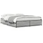 Estructura cama madera ingeniería metal gris Sonoma 150x200 cm de vidaXL, Camas y somieres - Ref: Foro24-3279840, Precio: 130...