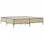 Sonoma oak metal engineered wood bed frame 200x200 cm by vidaXL, Beds and slatted bases - Ref: Foro24-3279778, Price: 150,75 ...