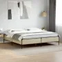 Sonoma oak metal engineered wood bed frame 200x200 cm by vidaXL, Beds and slatted bases - Ref: Foro24-3279778, Price: 150,75 ...
