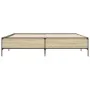Sonoma oak metal engineered wood bed frame 200x200 cm by vidaXL, Beds and slatted bases - Ref: Foro24-3279778, Price: 150,75 ...