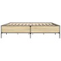 Estructura cama madera ingeniería metal roble Sonoma 200x200 cm