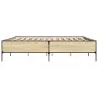 Sonoma oak metal engineered wood bed frame 200x200 cm by vidaXL, Beds and slatted bases - Ref: Foro24-3279778, Price: 150,75 ...