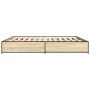 Estructura cama madera ingeniería metal roble Sonoma 180x200 cm de vidaXL, Camas y somieres - Ref: Foro24-3279828, Precio: 13...
