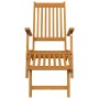 Silla de jardín con reposapiés y mesita madera maciza de acacia