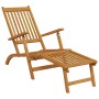 Silla de jardín con reposapiés y mesita madera maciza de acacia
