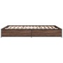 Engineered wood bed frame oak brown metal 135x190 cm by vidaXL, Beds and slatted bases - Ref: Foro24-3279861, Price: 125,17 €...