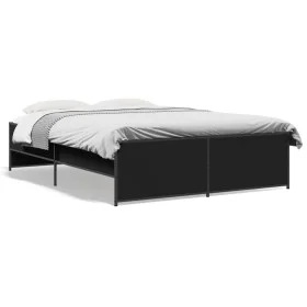 Engineered wood and black metal bed frame 120x190cm by vidaXL, Beds and slatted bases - Ref: Foro24-3279907, Price: 132,85 €,...