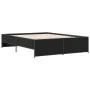 Engineered wood and black metal bed frame 160x200cm by vidaXL, Beds and slatted bases - Ref: Foro24-3279877, Price: 146,80 €,...