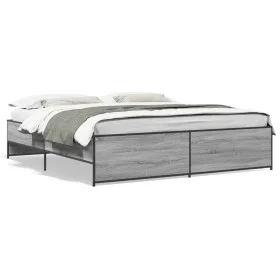 Sonoma gray metal engineered wood bed frame 180x200 cm by vidaXL, Beds and slatted bases - Ref: Foro24-3279875, Price: 154,20...