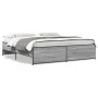 Sonoma gray metal engineered wood bed frame 180x200 cm by vidaXL, Beds and slatted bases - Ref: Foro24-3279875, Price: 154,19...
