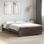 Estructura cama madera ingeniería metal marrón roble 120x200 cm de vidaXL, Camas y somieres - Ref: Foro24-3279896, Precio: 13...