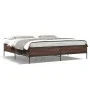 Oak brown metal engineered wood bed frame 180x200 cm by vidaXL, Beds and slatted bases - Ref: Foro24-3279786, Price: 154,06 €...