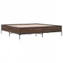 Oak brown metal engineered wood bed frame 180x200 cm by vidaXL, Beds and slatted bases - Ref: Foro24-3279786, Price: 154,06 €...