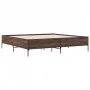 Oak brown metal engineered wood bed frame 180x200 cm by vidaXL, Beds and slatted bases - Ref: Foro24-3279786, Price: 154,06 €...