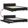Black engineered wood bed with drawers 140x200 cm by vidaXL, Beds and slatted bases - Ref: Foro24-3279932, Price: 185,34 €, D...