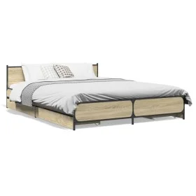 Sonoma oak engineered wood bed with drawers 120x190 cm by vidaXL, Beds and slatted bases - Ref: Foro24-3279953, Price: 173,36...