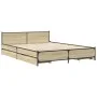 Sonoma oak engineered wood bed with drawers 120x190 cm by vidaXL, Beds and slatted bases - Ref: Foro24-3279953, Price: 173,36...