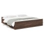 Oak brown engineered wood bed with drawers 200x200 cm by vidaXL, Beds and slatted bases - Ref: Foro24-3280271, Price: 176,31 ...