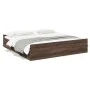Oak brown engineered wood bed with drawers 200x200 cm by vidaXL, Beds and slatted bases - Ref: Foro24-3280271, Price: 173,86 ...