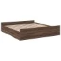 Oak brown engineered wood bed with drawers 200x200 cm by vidaXL, Beds and slatted bases - Ref: Foro24-3280271, Price: 173,86 ...
