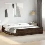 Oak brown engineered wood bed with drawers 200x200 cm by vidaXL, Beds and slatted bases - Ref: Foro24-3280271, Price: 173,86 ...
