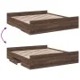 Oak brown engineered wood bed with drawers 200x200 cm by vidaXL, Beds and slatted bases - Ref: Foro24-3280271, Price: 173,86 ...