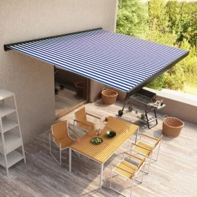 Blue and white motorized reel awning 500x300 cm by vidaXL, Awnings - Ref: Foro24-3052695, Price: 791,96 €, Discount: %