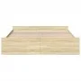 Sonoma oak engineered wood bed with drawers 200x200 cm by vidaXL, Beds and slatted bases - Ref: Foro24-3280267, Price: 161,34...
