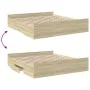 Sonoma oak engineered wood bed with drawers 200x200 cm by vidaXL, Beds and slatted bases - Ref: Foro24-3280267, Price: 161,34...