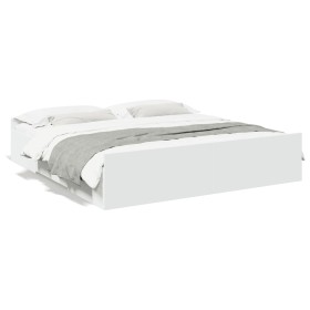 White engineered wood bed frame with drawers 200x200 cm by vidaXL, Beds and slatted bases - Ref: Foro24-3280265, Price: 168,2...