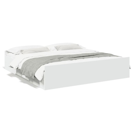 White engineered wood bed frame with drawers 200x200 cm by vidaXL, Beds and slatted bases - Ref: Foro24-3280265, Price: 168,2...