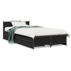 Cama con cajones madera de ingeniería negra 75x190 cm de vidaXL, Camas y somieres - Ref: Foro24-3279972, Precio: 150,03 €, De...