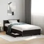 Black engineered wood bed with drawers 75x190 cm by vidaXL, Beds and slatted bases - Ref: Foro24-3279972, Price: 148,24 €, Di...