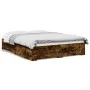 Smoked oak engineered wood bed with drawers 140x200 cm by vidaXL, Beds and slatted bases - Ref: Foro24-3280388, Price: 193,36...