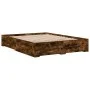 Smoked oak engineered wood bed with drawers 140x200 cm by vidaXL, Beds and slatted bases - Ref: Foro24-3280388, Price: 193,36...