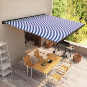 Blau-weiße motorisierte Rollenmarkise 350x250 cm von vidaXL, Markisen - Ref: Foro24-3052686, Preis: 571,31 €, Rabatt: %