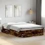 Smoked oak engineered wood bed with drawers 140x200 cm by vidaXL, Beds and slatted bases - Ref: Foro24-3280388, Price: 193,36...