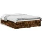 Smoked oak engineered wood bed with drawers 120x200 cm by vidaXL, Beds and slatted bases - Ref: Foro24-3280395, Price: 156,19...